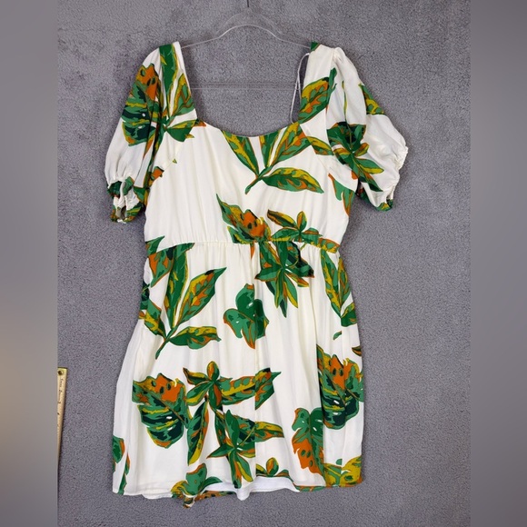 Women’s tropical print pullover dress elastic waist button front detail XL - Picture 5 of 11